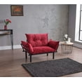 thumbnail image 1 of JINS&VICO Futon Metal Convertible Twin Love Seats with Adjustable Backrest, Red, 1 of 7