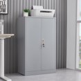 thumbnail image 1 of JINS & VICO Lockable Metal Storage Cabinet, 2 Adjustable Shelves, Gray, 1 of 7