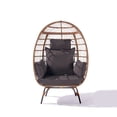 thumbnail image 1 of JINS&VICO Patio Lounge Egg Chair, Outdoor Wicker Chair with Steel Frame and Comfortable Cushions for Balcony, Backyard, Poolside, 440lb Weight Capacity, Dark Gray Cushion, 1 of 8