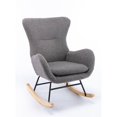thumbnail image 1 of JINS & VICO Rocking Chair, Teddy Upholstered Accent Rocking Chair with Metal Frame & Solid Wood Leg and Tall Back, Single Padded Seat Armchair for Living Room Bedroom, Grey, 1 of 7
