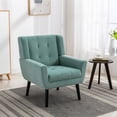 thumbnail image 1 of Accent Chair for Living Room, Mid Century Velvet Upholstered Single Sofa Club Chair with Tight Backrest and Armrest, Ergonomic Leisure Armchair for Indoor Home Bedroom Reading Room, Mint Green, 1 of 7