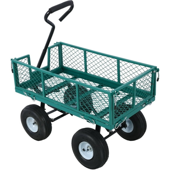 JINS & VICO Steel Garden Cart with Removable Sides and 550 lb Capacity