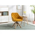 thumbnail image 1 of JINS & VICO Swivel Chair, Modern Accent Chair with Wood Legs, Armrest and Backrest, Velvet Padded Seat Armchair for Living Room Bedroom Home Office, Yellow, 1 of 7