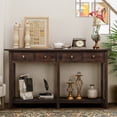 thumbnail image 1 of JINS&VICO Wood Entryway Table, Console Table with Storage Drawer and Bottom Shelf, Rustic Brushed Texture Narrow Entry Table for Living Room Hallway Entryway, Easy Assembly, Espresso, 1 of 7