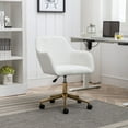thumbnail image 1 of JINS and VICO Modern Teddy Upholstered Swivel Desk Chair, White, 1 of 9