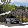 thumbnail image 1 of JINSEED 12'x20' Metal Carport Heavy Duty , Outdoor Garage Car Shelter Shade, Galvanized Roof for Car SUV and Boat, Cream White, 1 of 7