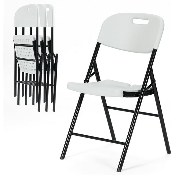 JINSEED 4 Pack Folding Chairs, Wedding Banquet Chairs for Party, Commercial , Camping Picnic, Outdoor Indoor Portable Chairs, White