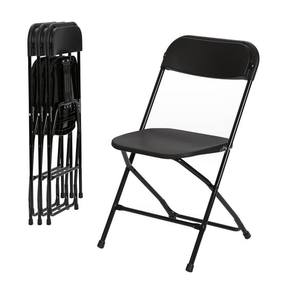 JINSEED 4 Pack Plastic Folding Chair, Lightweight Portable Party Banquet Event Chairs for Outdoors, Black