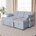 thumbnail image 1 of JINSEED 4-in-1 Sleeper Sofa, L Shaped Sofa with Pull Out Bed and Double Storage Chaise Sectional Couch, Light Gray, 1 of 7