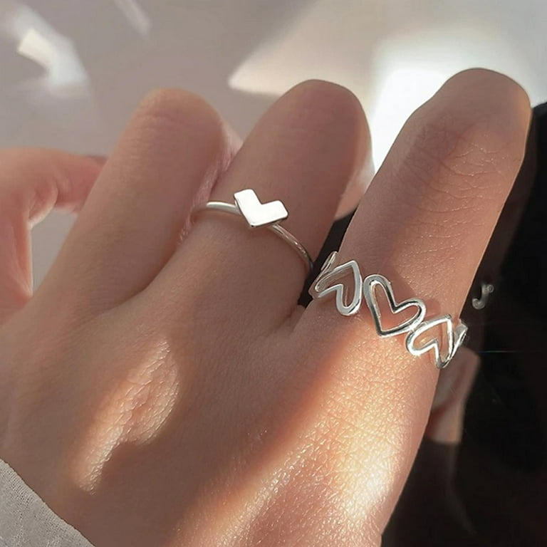 JINSIJU 2 Pieces Finger Rings Set Adjustable Opening Rings with