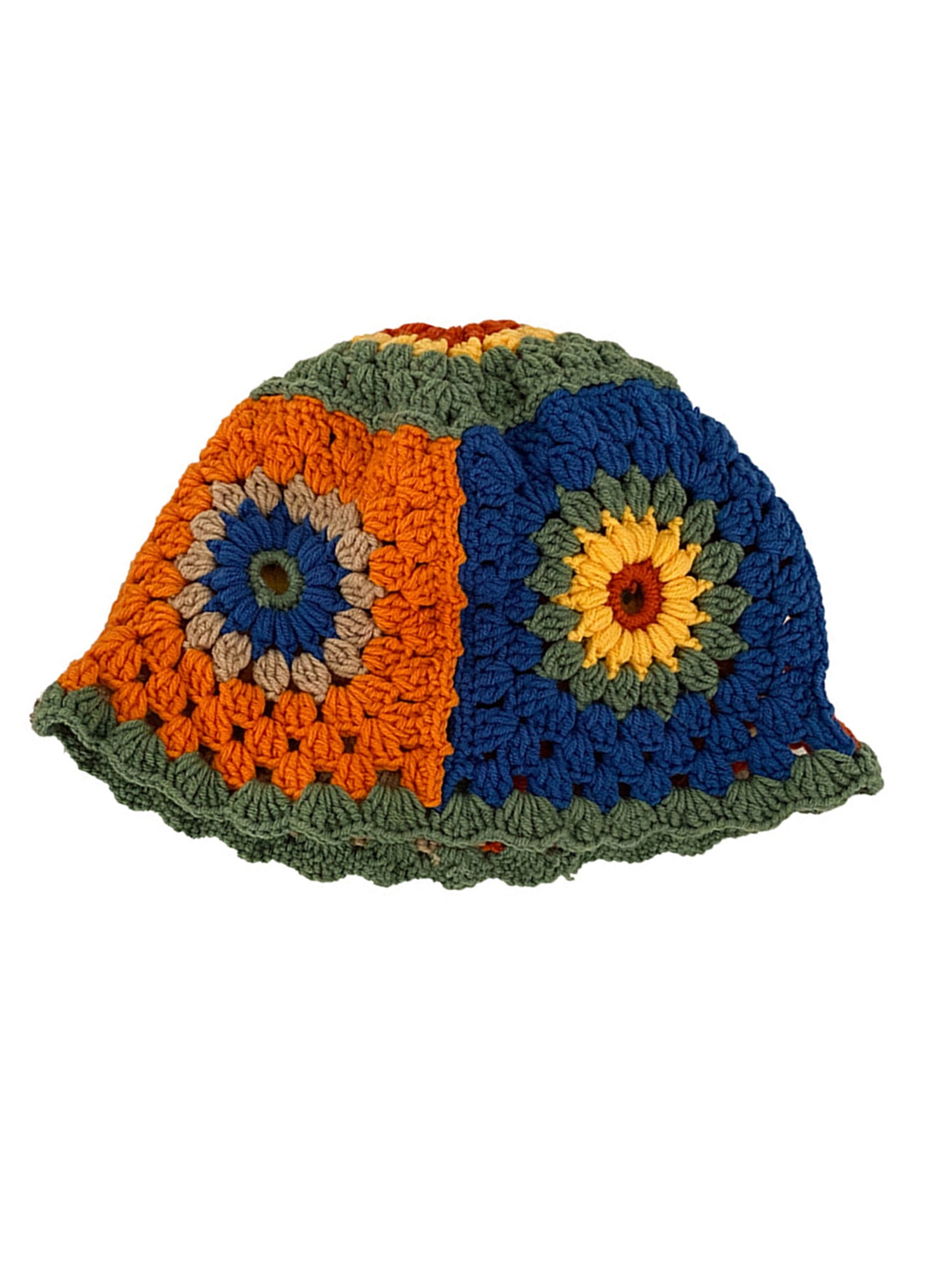 JINSIJU Women Crochet Bucket Hat Cute Flower Pattern Knitted Fisherman Hat  Summer Trendy Outdoor Wide Brim Sun Cap