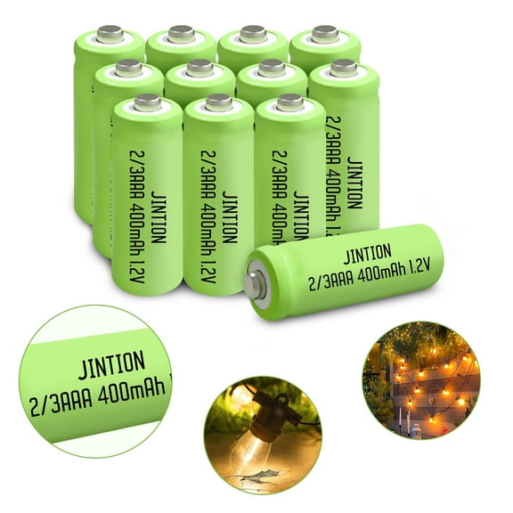 JINTION 2/3 AAA Rechargeable Ni-MH 1.2v 400mAh Batteries, (12 Pack)