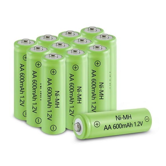 JINTION Aa Solar Light Rechargeable Batteries NIMH 600mAh 1.2 Volt Double A Battery 12 pack