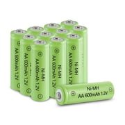 JINTION Aa Solar Light Rechargeable Batteries NIMH 600mAh 1.2 Volt Double A Battery 12 pack