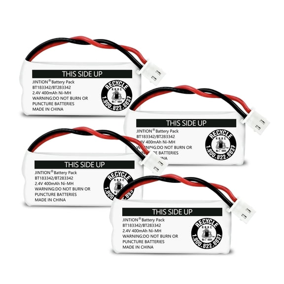 JINTION BT162342/BT262342 Cordless Phone Batteries Compatible with BT183342 BT283342 CS6114 CS6419 CS6719 EL52300 CL80112 Cordless 400mAh 2.4V, 4 Pack