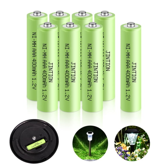 JINTION Rechargeable AAA Batteries, 8 Pack NiMh 400mAh 1.2v AAA Rechargeable Battery for Solar Lights Lantern