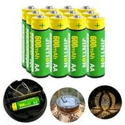JINTION Rechargeable Aa Batteries, Double a Ni-MH 600mAh 1.2V Solar Battery
