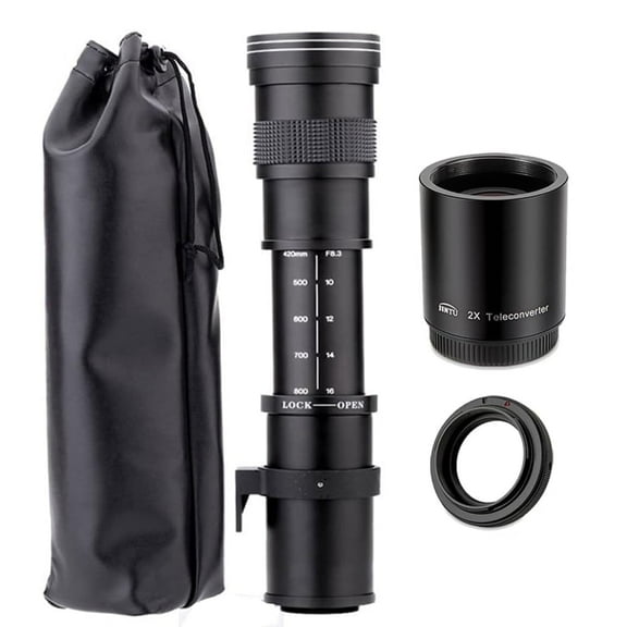 JINTU 1600mm Manual Telephoto Zoom Lens for Canon EF DSLR Cameras with Tripod