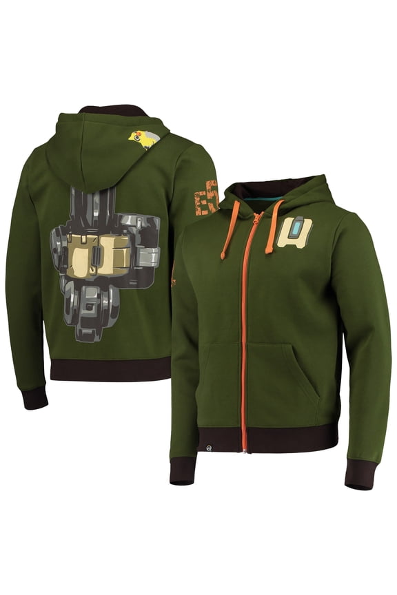 Inc. Overwatch Ultimate Bastion Green Zip-Up Hoodie | Large Unisex