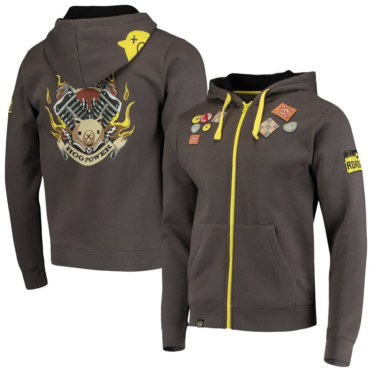 JINX Inc. Overwatch Ultimate Roadhog Grey Zip-Up Hoodie | Small