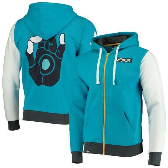 JINX Inc. Overwatch Ultimate Symmetra Teal Zip-Up Hoodie | Small Unisex