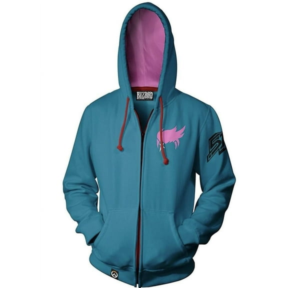 JINX Inc. Overwatch Ultimate Zarya Blue/Red Zip-Up Hoodie | X-Small Unisex
