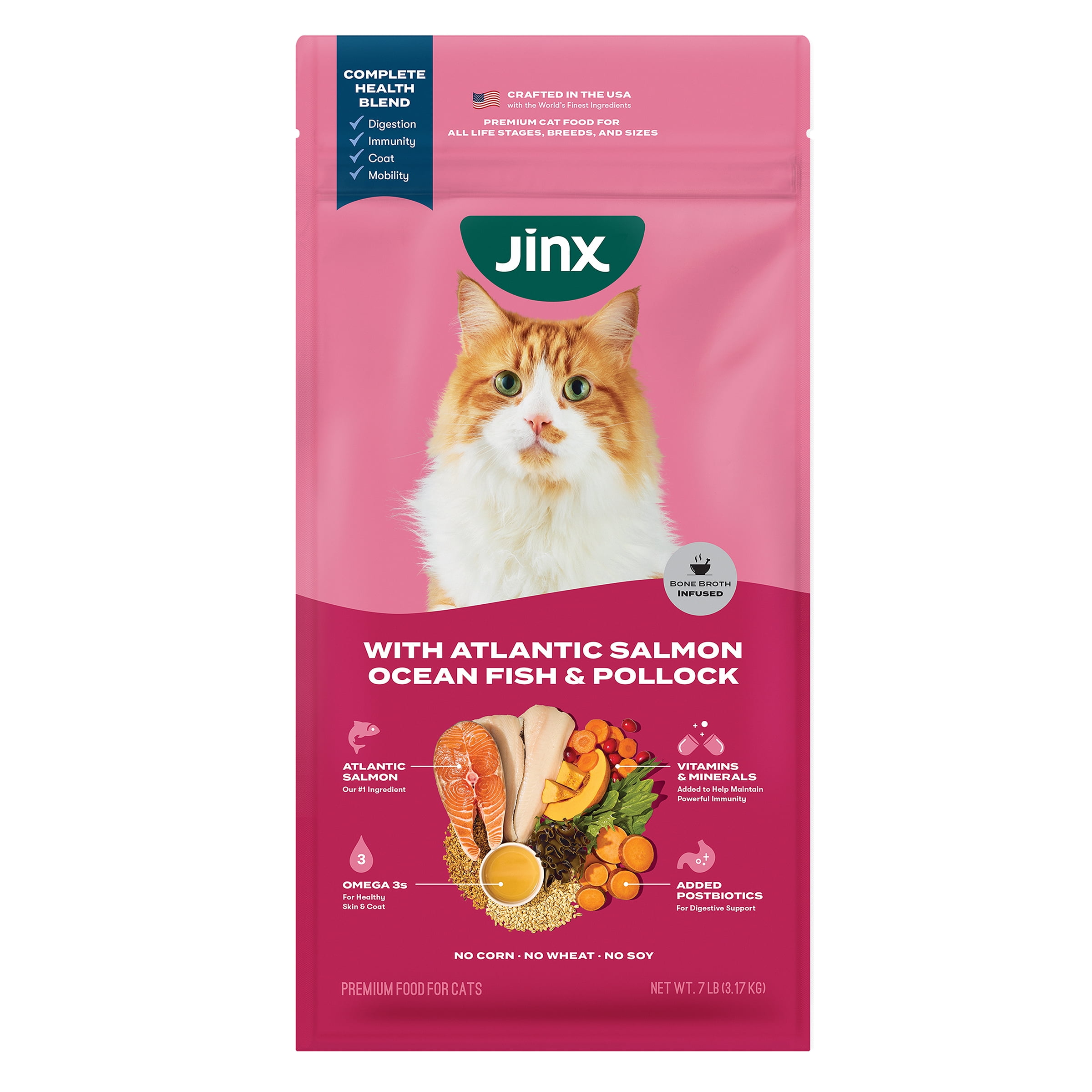 Jinx Atlantic Salmon, Ocean Fish, & Pollock Dry Cat Food, 7 lb Bag