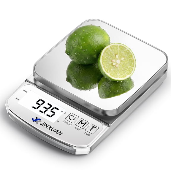 JINXUAN Digital Kitchen Scale 5kg/11lb with Mirror Platform, 0.1g High Precision Food Scales for Weight in Grams & Oz, Electronic Coffee Scales for Baking Cooking Meal Prep with LCD Display