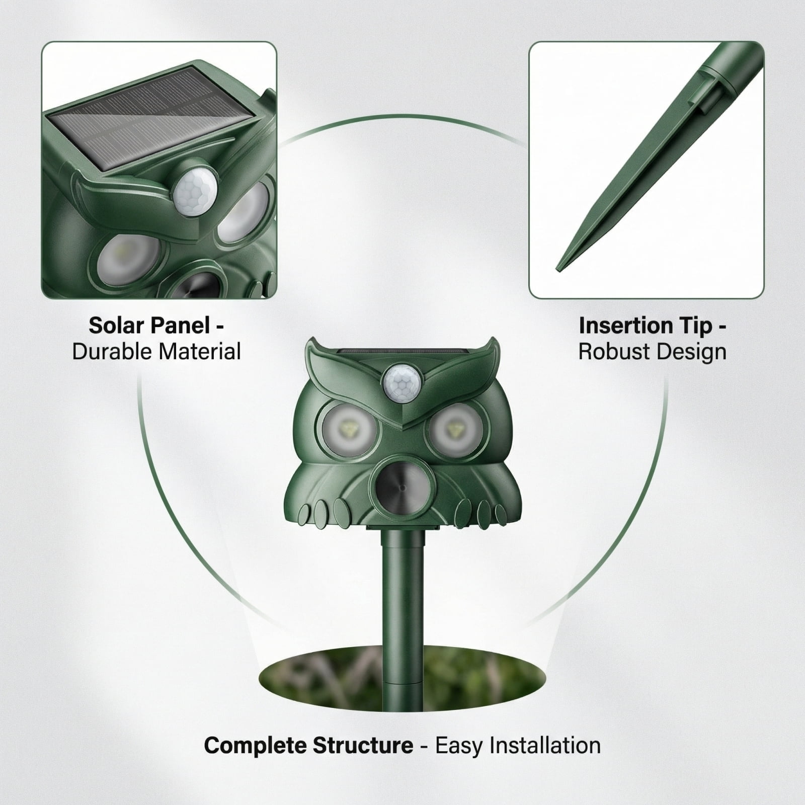 JINYI Ultrasonic Animal Repeller, Motion Activated and Blinking LED Light 2 in 1 Outdoor Repellent