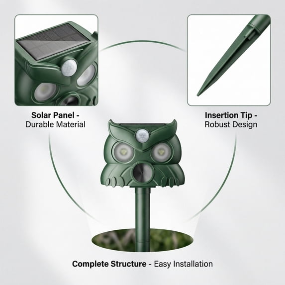 JINYI Ultrasonic Animal Repeller, Motion Activated and Blinking LED Light 2 in 1 Outdoor Repellent