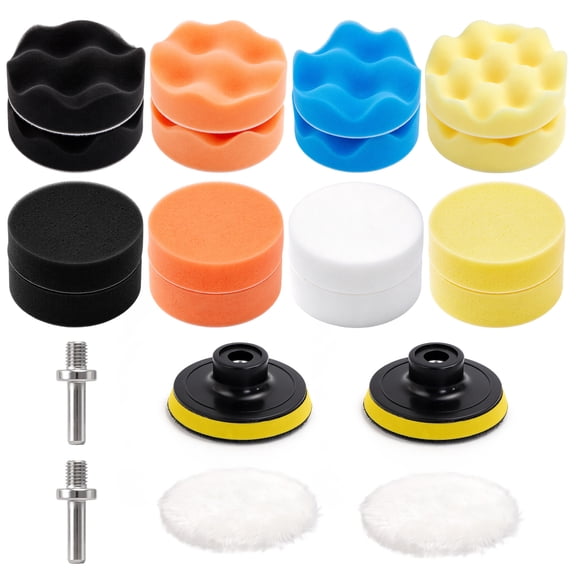 JINYINGHOD 22 Pcs Polishing Pads Buffing Pad, Car Drill Polishing Kit for Car Polisher Sanding Waxing, 3 inch