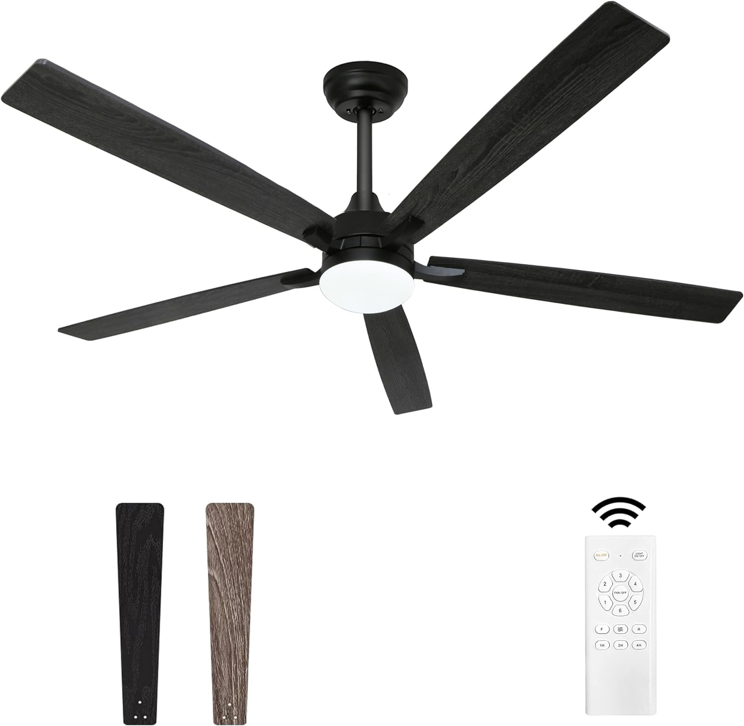 JINYU Ceiling Fans with Lights and Remote, 76 Inch Black Large LED Farmhouse Ceiling Light, 3
