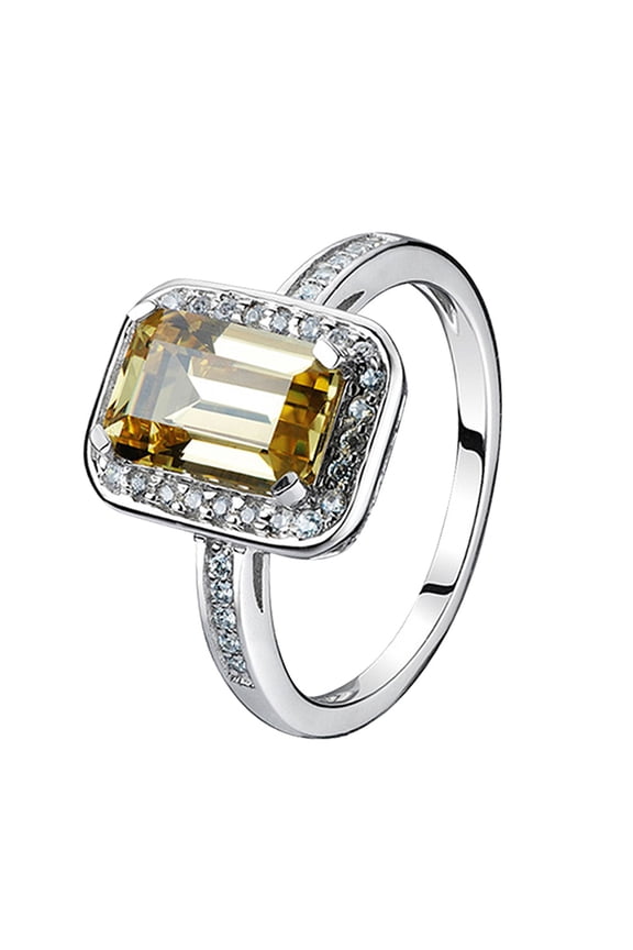 Yellow Rhinestone Plated Ring Open Ring Adjustable Pre-engagement Ring Promise Ring Women Accessory