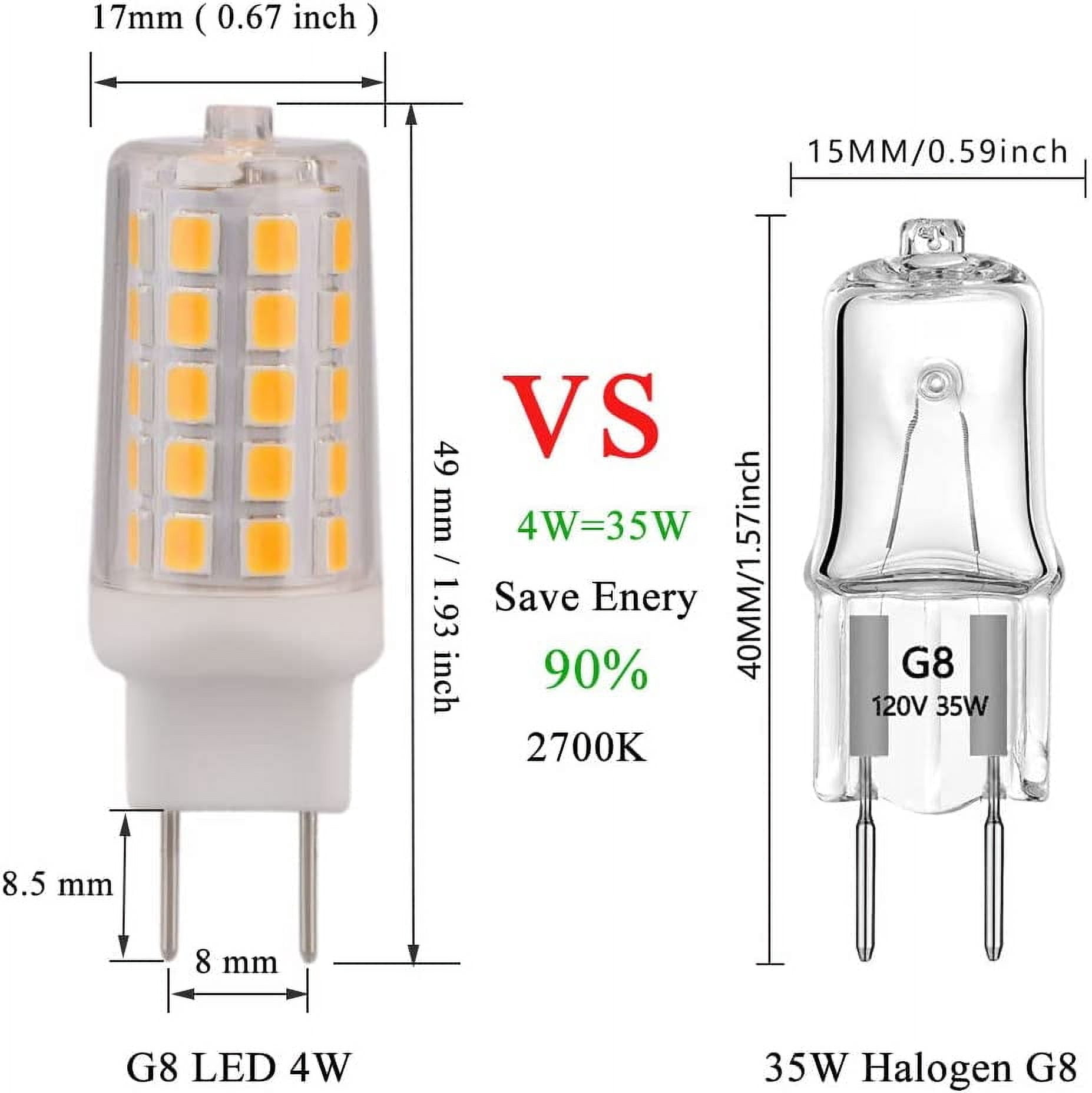 JINYUN-4W G8 LED Bulb Dimmable Soft White 2700K Equivalent to G8 ...