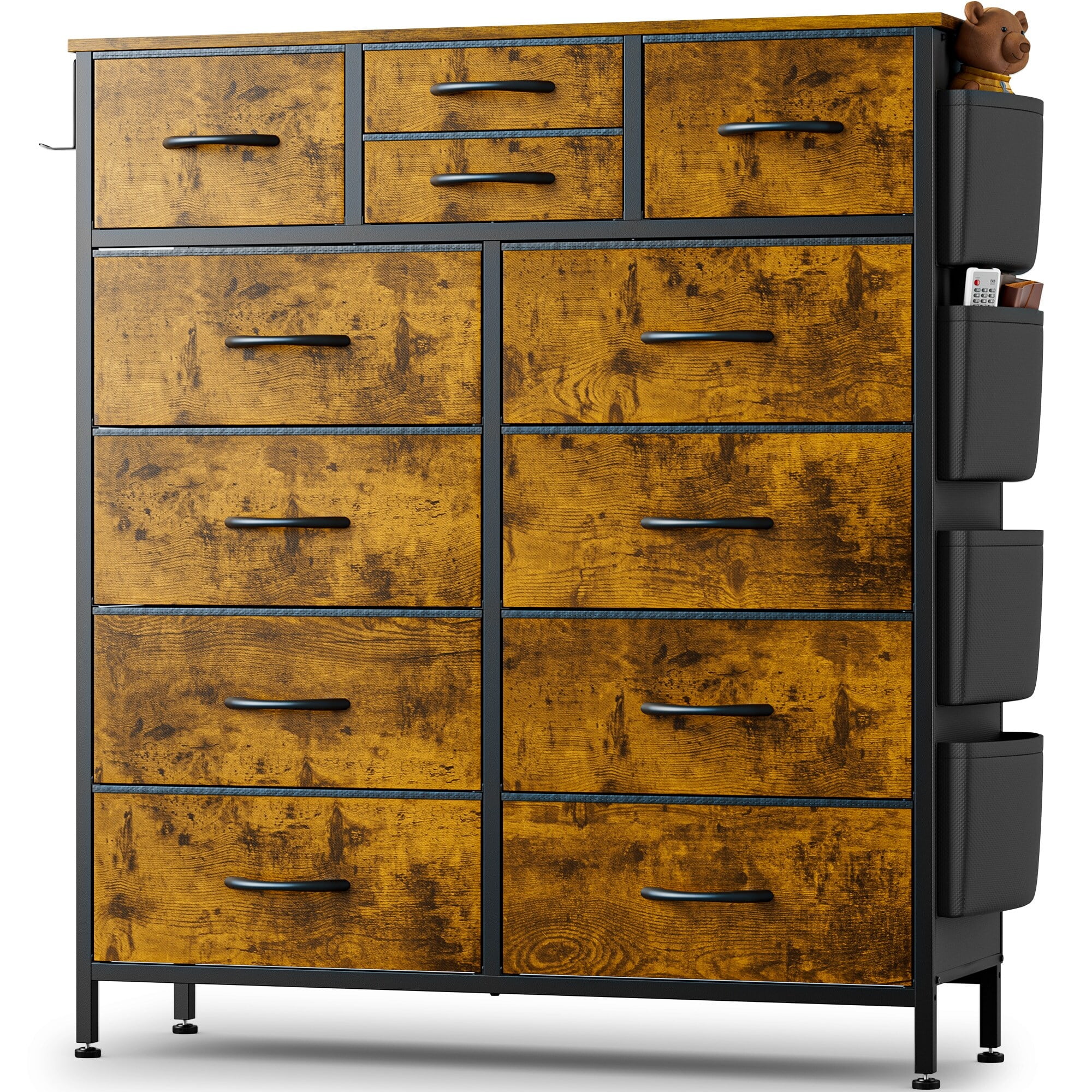 JINYUZHOU INC 12 Drawer Dresser Tall Dressers for Bedroom Fabric Chest