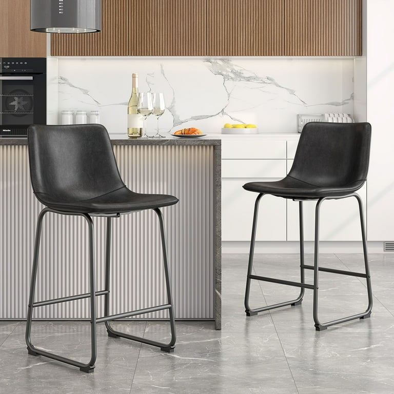 JINYUZHOU INC Bar Stools Faux Leather Counter Stools with Back
