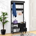 thumbnail image 1 of JINYUZHOU INC Hall Tree with Bench, Can Divided into freestanding Shoe Bench and Wall Rack Black Industrial,Vintage, 1 of 5