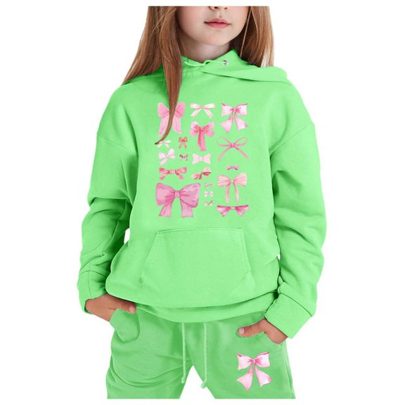 Jamsmile Toddler Girls Outfits Sets Long Sleeve Pink Bowknot Hoodies Pants Kids Outfits Tracksuits