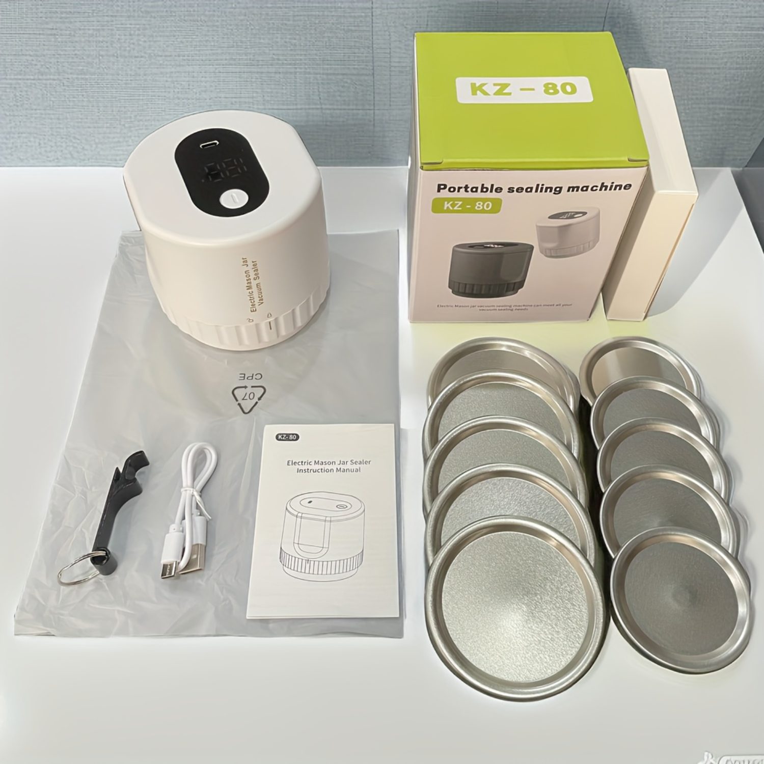 JINZHOULS Cordless Mason Jar Vacuum Sealer Kit for Food and