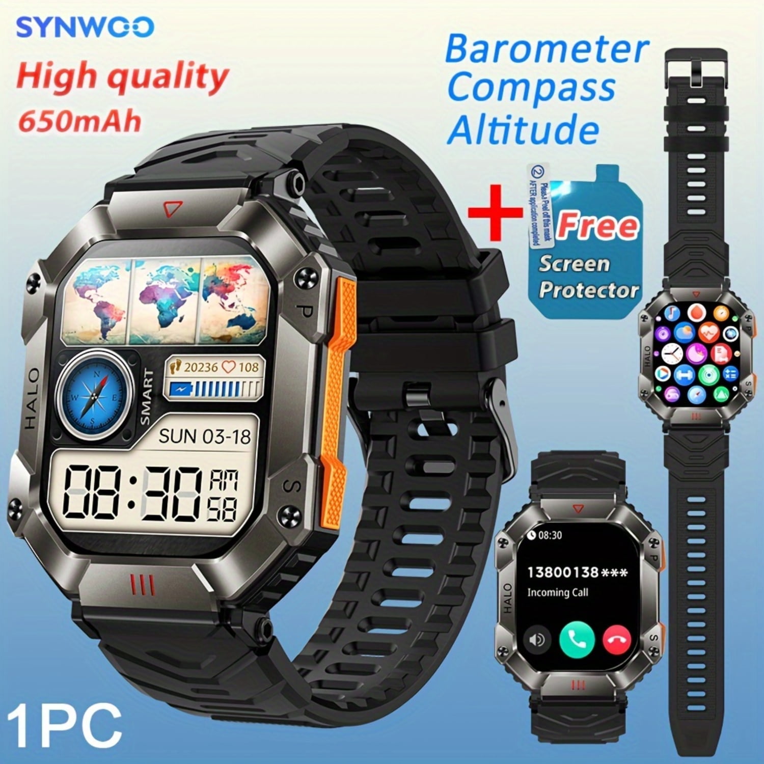 JINZHOULS Smart Watch Fitness Watches With Wireless Calls Compass