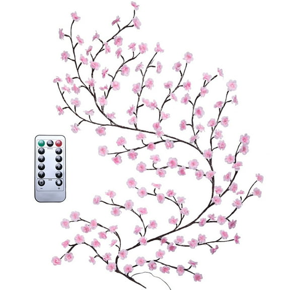 JINZJ Cherry Led Tree Branch Lights For Wall W/ Remote 8 Lighting Modes(2.3m 144LED)