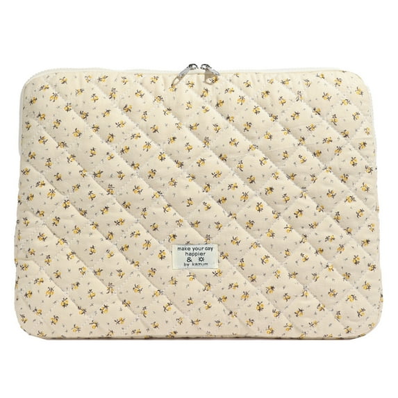 JINZJ Floral Laptop Sleeve Quilted Laptop Case For 15 Inch Laptop Tablet (yellow)
