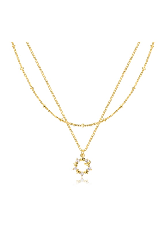 Gold Necklace for Women, Double Layer Necklace Gold Plated Long Tassel Necklace Temperament For Women Men, Christmas Necklace, Birthday, Valentine's Day, and Mother's Day Gifts