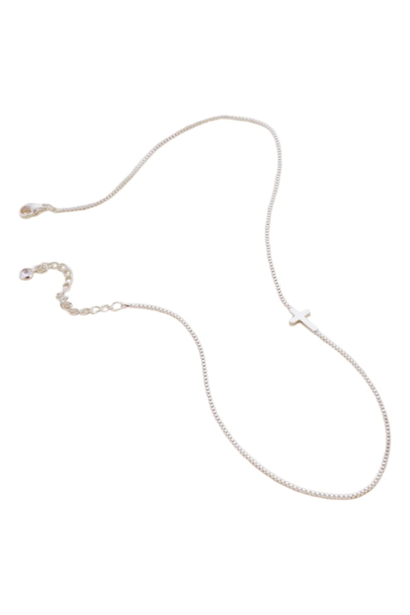 Gold Necklace for Women, Simple Small Necklaces Dainty 14K Gold Plated Cross Necklace For Women, Christmas Necklace, Birthday, Valentine's Day, and Mother's Day Gifts (Silver)