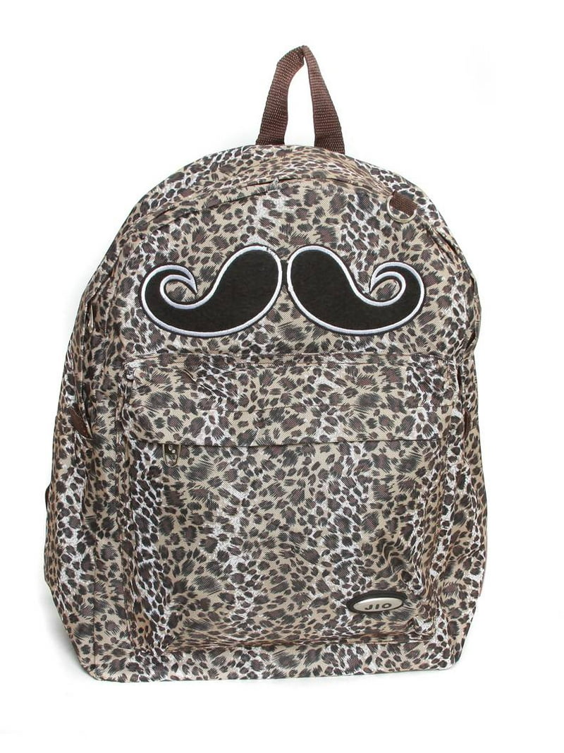 JIO Mustache Zippered Backpack - Leopard - Walmart.com