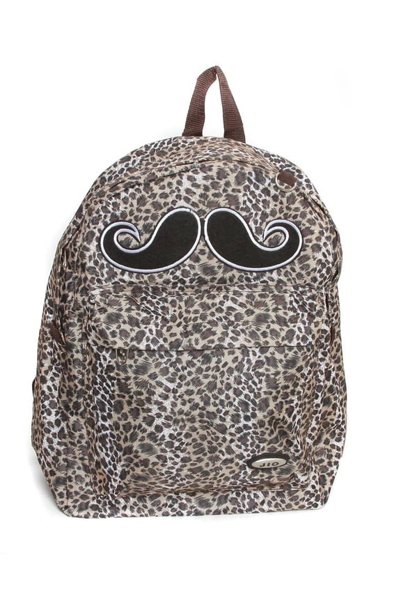 JIO Mustache Zippered Backpack - Leopard