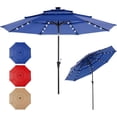 thumbnail image 1 of JIOABL 10FT Solar Patio Umbrella with 32 LED Lights, Tilt and Vent, 8 Ribs for Garden, Deck, Patio, Navy Blue, 1 of 11