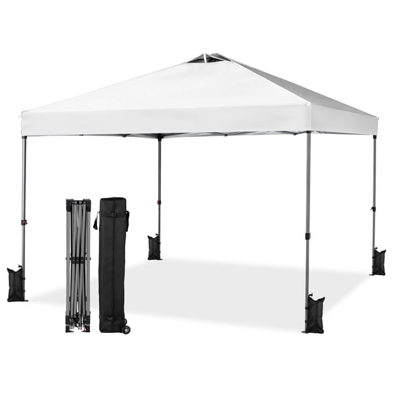JIOABL 10x10ft One-Touch Instant Canopy, Waterproof, UV-Resistant, Heavy-Duty & Corrosion-Proof for Effortless Outdoor Shelter, White