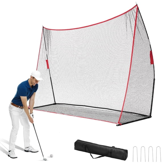 Sweetcrispy 10x7 FT Golf Practice Net with Target, Driving Range Net for Indoor and Outdoor Use, Red