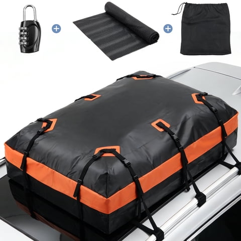 JIOABL 15 Cu ft Rooftop Cargo Carrier Bag,Waterproof Car Roof Bag with 6 Safety Hooks, Anti-Slip Mat, Lock for Cars & SUVs